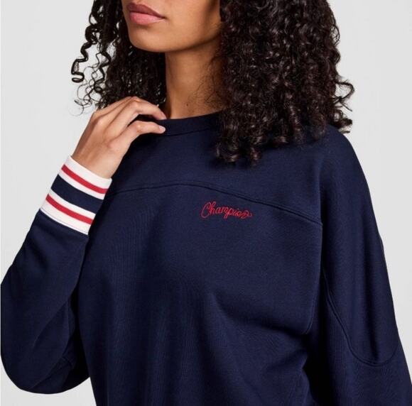 Champion Tops - NWOT Champion Women's Cropped French Terry Sweatshirt Navy Small